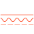 An abstract icon in orange representing the layers of skin and its rejuvenation from red light therapy. Dashed lines on the bottom, a wavy line in the middle, and a solid line on top