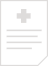 Abstract icon showing a piece of paper with a medical-like plus sign at the top