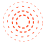 An abstract icon in orange representing pain reduction. Concentric circles made of dashed lines that fade in transparency as the move away from the center.