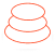 An abstract icon in orange representing better sleep & relaxation. Three circles stacked on top of one another, decreasing in size as you go up, representing the levels of sleep.